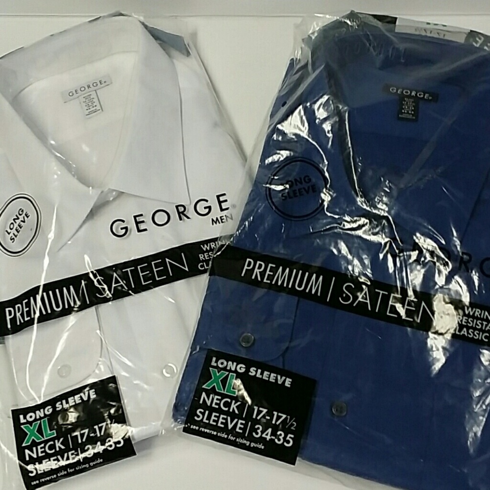 Two GEORGE Men's Sz XL Long Sleeve Dress Shirts